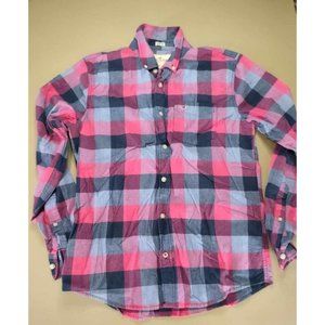 Hollister Button Down Plaid Shirt Sz M Pink Long Sleeve